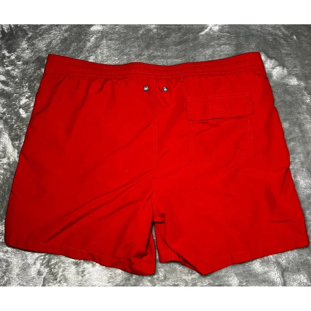 Polo Ralph Lauren Swim Trunks Men Size Large Red Embroidered Pony Logo Vintage